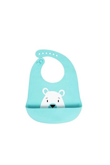 Sevi Bebe Patterned Silicone Baby Bib Bear Turquoise
