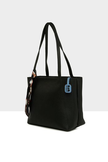 Bagmori Black Women's Three-Compartment Shawl Tote Bag M000008659