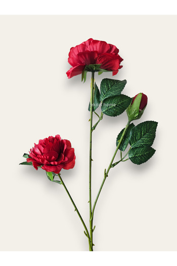 Dekosimge Artificial Rose Branch with 3 Flowers 85 cm