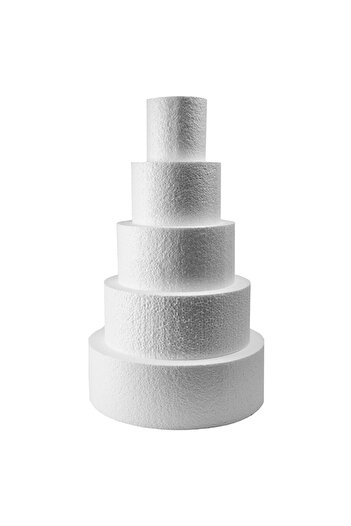 MACHETE Round cake model 5 tiers, 25cm, white, 10x15x20x25x30cm, polystyrene disc