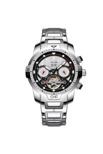 Tevise Men's Watch Mechanical Automatic Business Analog Skeleton Silver
