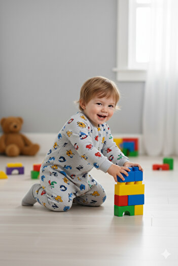 ÖZLEM BEBE 1-16 Years Old Alphabet Patterned 2.5 Tog Interlayer Unisex Children's Sleeping Bag
