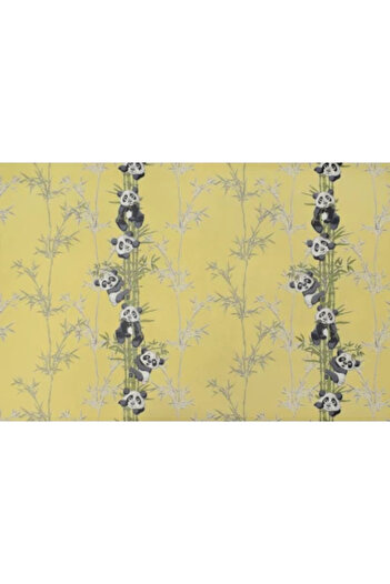 MallDeco Modern Yellow Panda Wallpaper for Children's Room