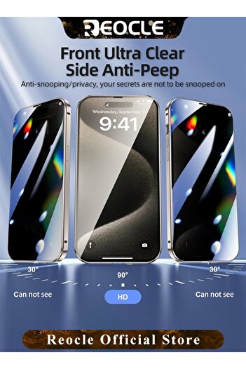 REOCLE Case for iPhone 14 13 Pro Max Double Side Buckle Glass Case with Camera Lens Protector