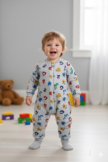 ÖZLEM BEBE 1-16 Years Old Alphabet Patterned 2.5 Tog Interlayer Unisex Children's Sleeping Bag