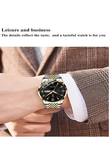 POEDAGAR Men's Watch Quartz Luminous Hands Steel Analog
