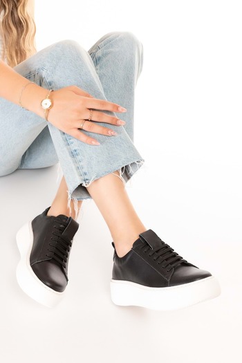 Gondol Pantofi sport cu talpă anatomică din piele naturală Alessandora Black B.T.