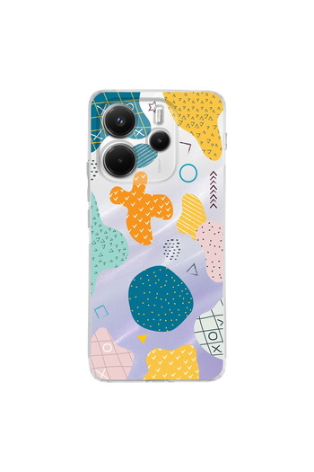 PrintiFy Geometric Shapes Printed Camera Protection Transparent Case Compatible with Xiaomi Redmi Note 14 5g