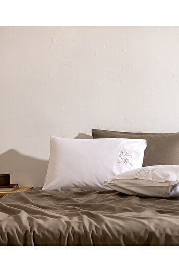 Madame Coco Amour 100% Cotton 2-Piece Pillowcase - White/Grey
