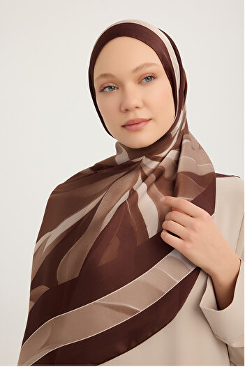 Schaless Celestial Tide - Burgundy - Aurora Patterned Janjan Shawl - 70X190 cm