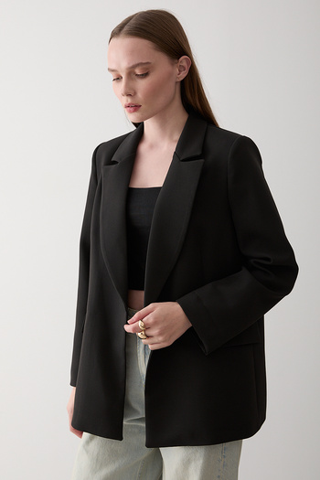 Laluvia Black Sleeve Folded Blazer Jacket - 7560