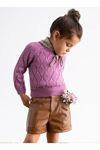 Abel & Lula Girl's Leather Shorts - Brown