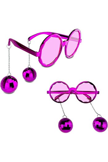 Mustran Disco Party Glasses with Bulk Earrings Pink Color