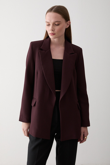 Laluvia Plum Sleeve Folded Blazer Jacket - 7560