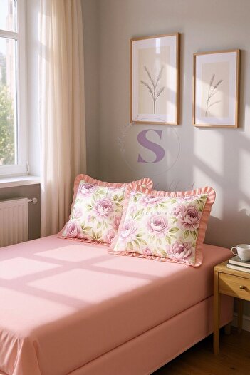 shules collection Romantic 100% Cotton Bed Sheet + 2Pcs Pillowcase