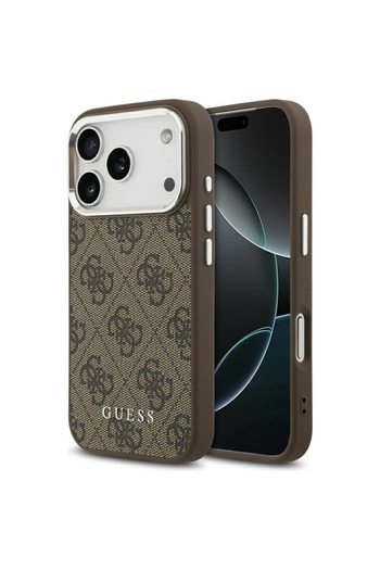 Guess Case for iPhone 17 Pro, Hardcase 4G Classic Logo MagSafe, Brown