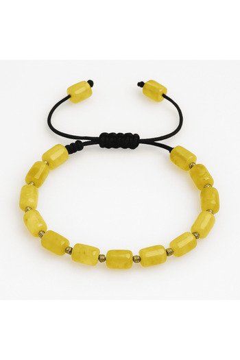 Tesbihane Macrame Braided Capsule Cut Yellow White Colored King Seccer Drop Amber Men's Bracelet