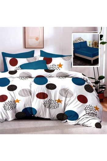 Pucioasa 6-piece finet bedding set, blue brown circles
