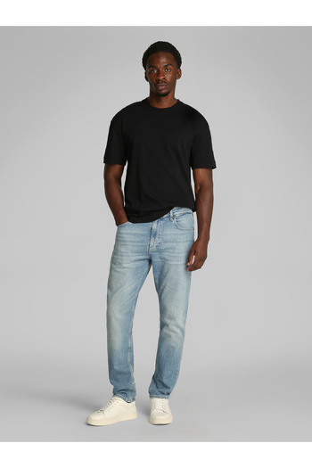 Calvin Klein Men Black Relaxed Cotton Interlock Crew Neck T-shirt