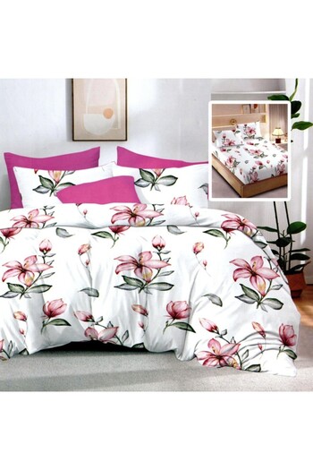 Pucioasa 6-piece finet bedding set, fuchsia pink flowers