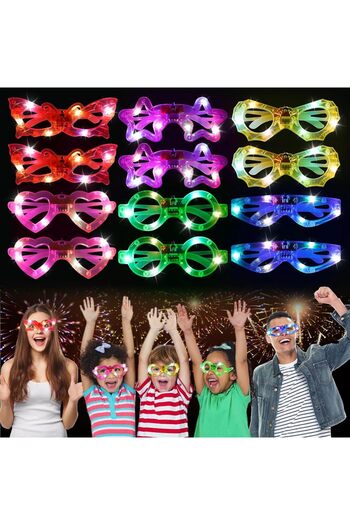 Mustran Mixed 6 Models Blinking Party Glasses with LED Lights 12 Pieces