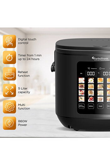 TurboTronic Multicooker TT-DMC23, 860W, 5L, 20 cooking programs, LCD display