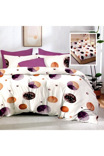 Pucioasa 6-piece finet bedding set, lilac purple circles
