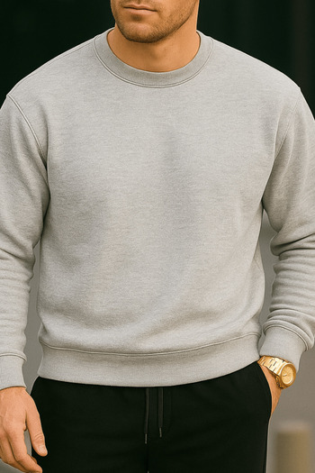 EydaMoon Men's Basic Winter Fleece-Lined Crew Neck Relaxed Regular Sweatshirt