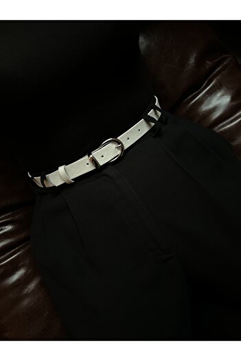 LİA KEMER Silver Model Women's Belt with Tool Buckle Waist Belt Coat Belt Dress Belt Trouser Belt