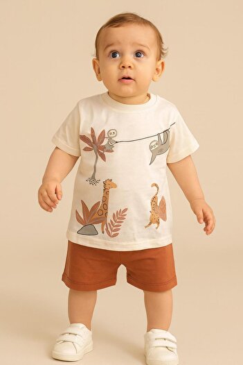 RAPAPA Summer 2-Piece Baby Boy Set with Animal Figures and Shorts 254755K