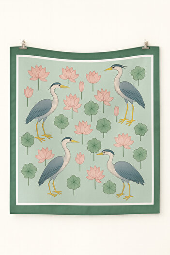 AGAPI Scarf Bird and Flower Patterned Bandana Scarf