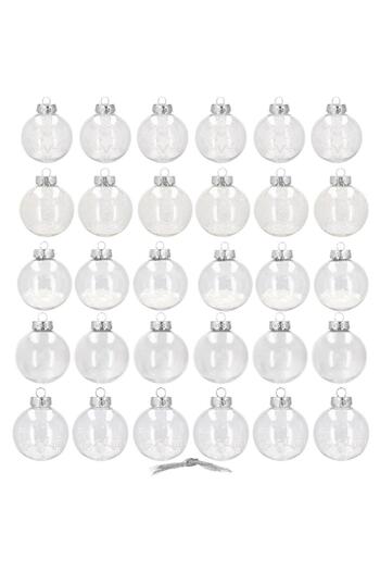 SERSIMO Unique Christmas bauble set, 30 pieces, 7cm, transparent and white