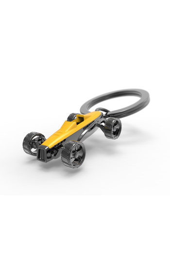 Metalmorphose Metal keychain, yellow racing car model,
