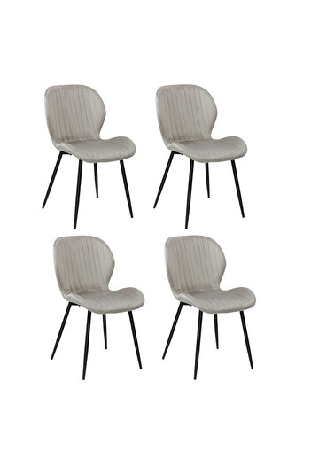 ARTA DOOR Set of 4 Upholstered Chairs Opal Metal Leg, Modern, Kitchen, Living Room, Bedrooms, Hallways, Textile