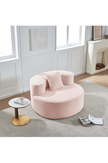 House One NZONE STORE Luxury Round Recliner Chair Modern Design Padded and Comfortable - Pink