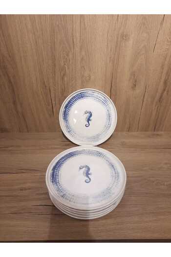 Keramika 22 cm Pasta Plate 6 Pieces Nordic Glossy Sea Theme