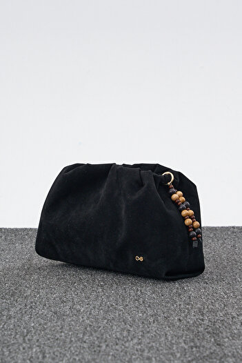 Çantacımstore Women's Drawstring Bag Black Suede