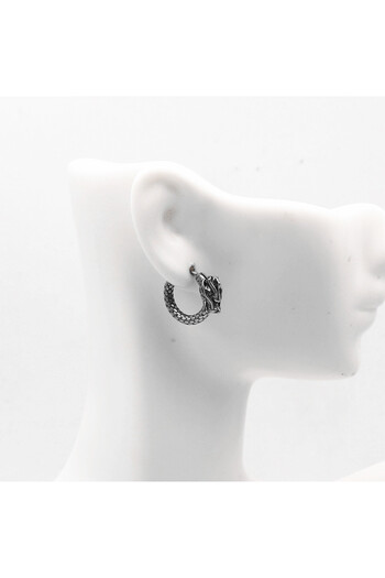 Viking Dragon Design Hoop Earrings 316L Stainless & Tarnish-Free Steel Earrings