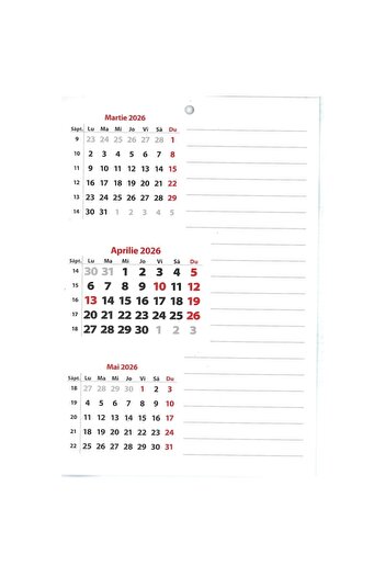 O-PRESS Triptych calendar with planner for the year 2026, A5 format - magnetic, 8 sheets -