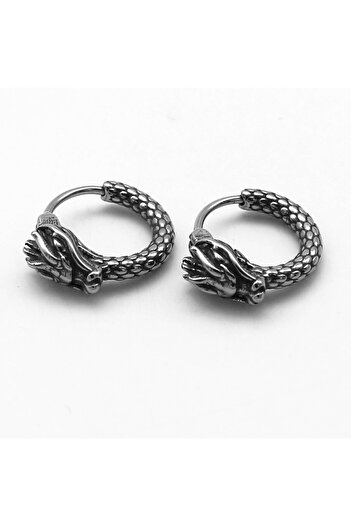 Viking Dragon Design Hoop Earrings 316L Stainless & Tarnish-Free Steel Earrings