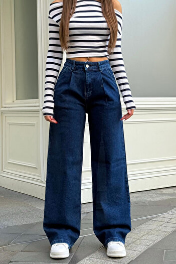 BİKELİFE Women's High Waist Wide Leg Stretchy Casual Pleated Palazzo Pants
