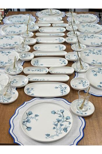 MD MİMOZA DEKOR Breakfast Set 82 Pieces for 12 People Anemone / Porcelain / Tableware / Presentation