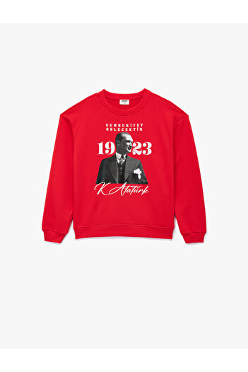 Koton Ataturk Printed Long Sleeve Crew Neck Sweatshirt