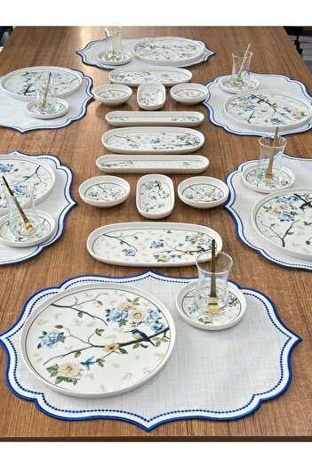 MD MİMOZA DEKOR Breakfast Set 41 Pieces for 6 People Fly