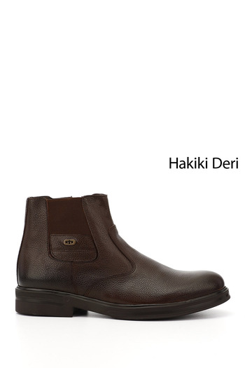 GÖNDERİ(R) Men's Brown Floater Genuine Leather Zippered Boots