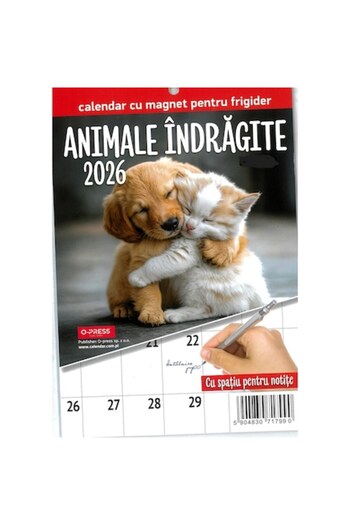 O-PRESS Calendar Beloved Animals year 2026, A5 format - magnetic, 12 sheets -O-Press