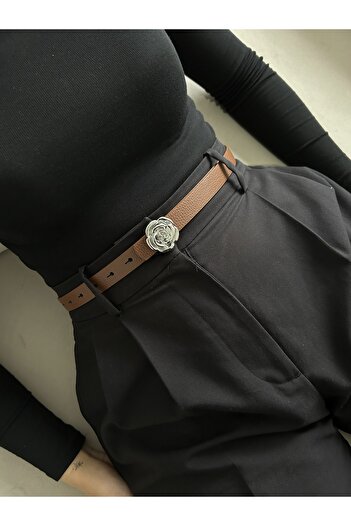 LİA KEMER Trace Rose Silver Buckle Model Women's Belt Waist Belt Coat Belt Dress Belt Trouser Belt