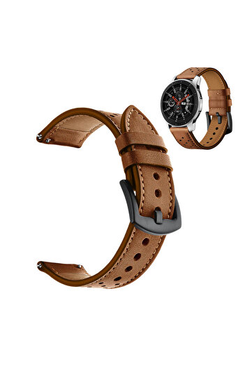 Other Leather Strap for Amazfit BIP/GTS/GTR 42mm (Brown)