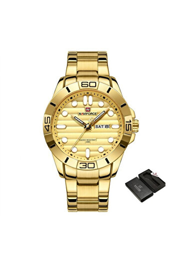 Naviforce Men's Watch Date Display Quartz Full Gold