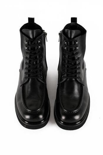 GIESTO Effective Lace-Up Leather Black Boots